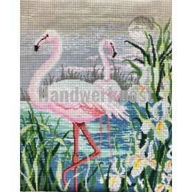 stramien + garenpakket, flamingo's (100% wol)