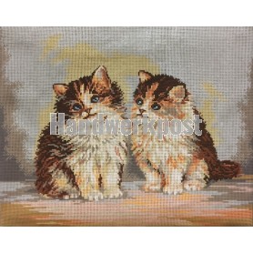 stramien + garenpakket, kittens (100% wol)