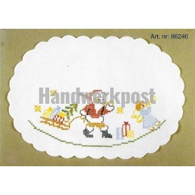 kruissteekkleedje kerstman deelt uit…, wit