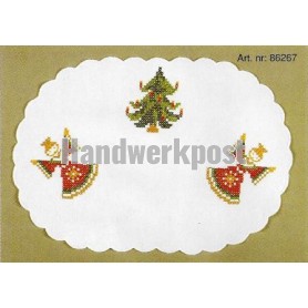 kruissteekkleedje kerstengelen met kerstboom, wit