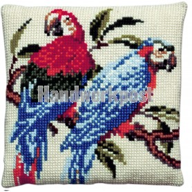 kruissteekkussen papegaaien