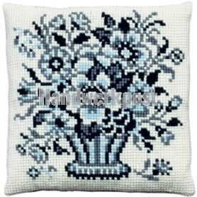 kruissteekkussen delftsblauw boeket