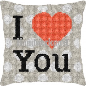 kruissteekkussen "i love you"