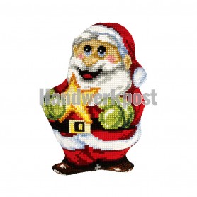 kruissteekkussen lachende kerstman met ster