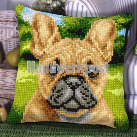 kruissteekkussen franse bulldog