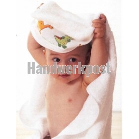 badstof babycape + capuchon, wit (incl. aida borduurrand)