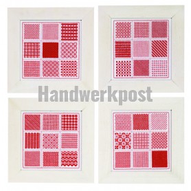 borduurpakket merklap, stekenlap, rood