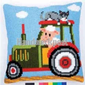 kruissteekkussen boerderij, tractor