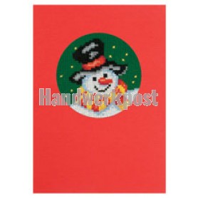 borduurpakket kerstkaart, sneeuwpop