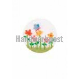 borduurpakket wenskaart, vlinder met bloemen