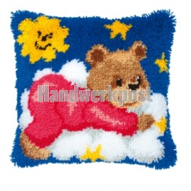 knoopkussen teddybeer op wolk, rose