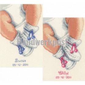borduurpakket geboorte lucas/chloe (incl. blauw/rose garen)