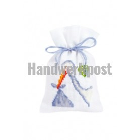 borduurpakket kruidenzakje, ooievaar/blauw
