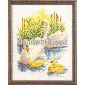 borduurpakket zwanen met jongen
