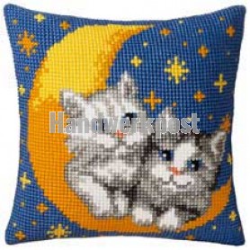 kruissteekkussen poezen onder sterrenhemel