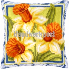 kruissteekkussen narcissen