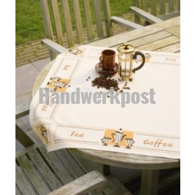 dekservet koffie/thee, ecru met aida rand