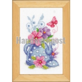 borduurpakket koffiepot met bloemen