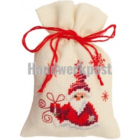 borduurpakket kruidenzakje, kerstman met cadeautje
