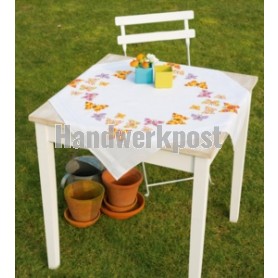 kruissteekdekservet fladderende vlinders, wit
