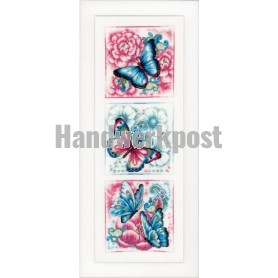 borduurpakket blauwe vlinders drieluik