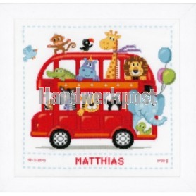 borduurpakket in de bus, geboorte matthias