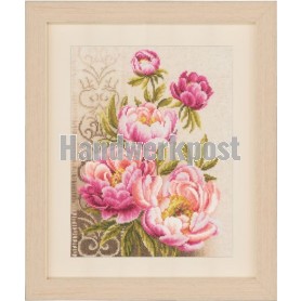 borduurpakket stijlpatroon, rose pioenrozen