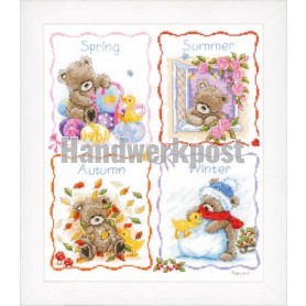 borduurpakket popcorn bear, vier seizoenen