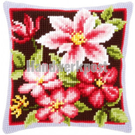kruissteekkussen rose amaryllis met bloemen