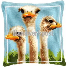 kruissteekkussen struisvogels