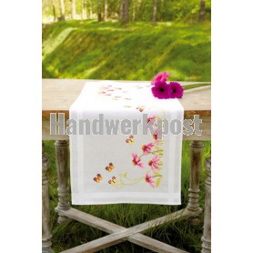 kruissteekloper zonnehoeden met vlinders, wit