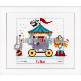 borduurpakket circus, geboorte jules