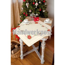 kruissteekdekservet kerstrozen, ecru