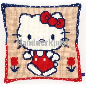 kruissteekkussen hello kitty, aan de wandel...