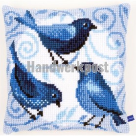 kruissteekkussen blauwe vogels