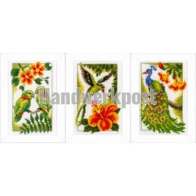 borduurpakket exotische vogels drieluik
