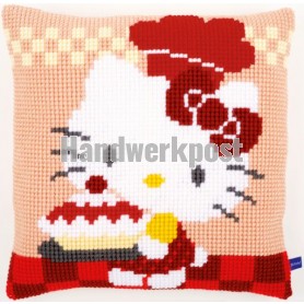 kruissteekkussen hello kitty, ik bak taartjes