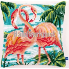 kruissteekkussen flamingo's