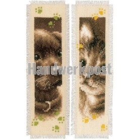 borduurpakket boekenlegger (2 st.) puppy en kitten
