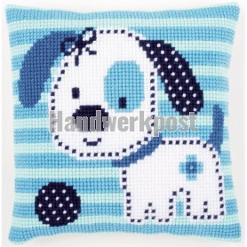 kruissteekkussen stippelhondje
