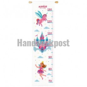 borduurpakket prinses met eenhoorn, groeimeter/meetlat