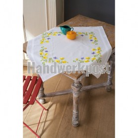 steelsteekdekservet lentebloemen, wit