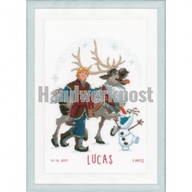 borduurpakket frozen, kristoff en sven, geboorte lucas