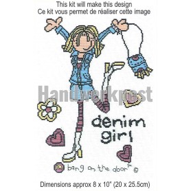 borduurpakket bonk op de deur, denim girl