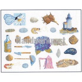 borduurpakket collage strand en zee