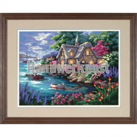 halve kruissteekpakket engels landhuis aan meer