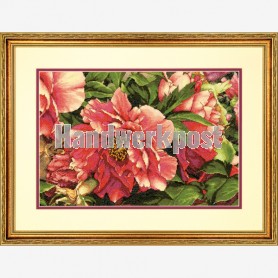 borduurpakket rose/rode pioenrozen
