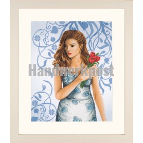 borduurpakket dame in blauw