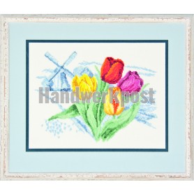borduurpakket hollandse tulpen met molen