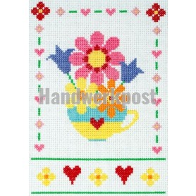 borduurpakket bloemen in vaas